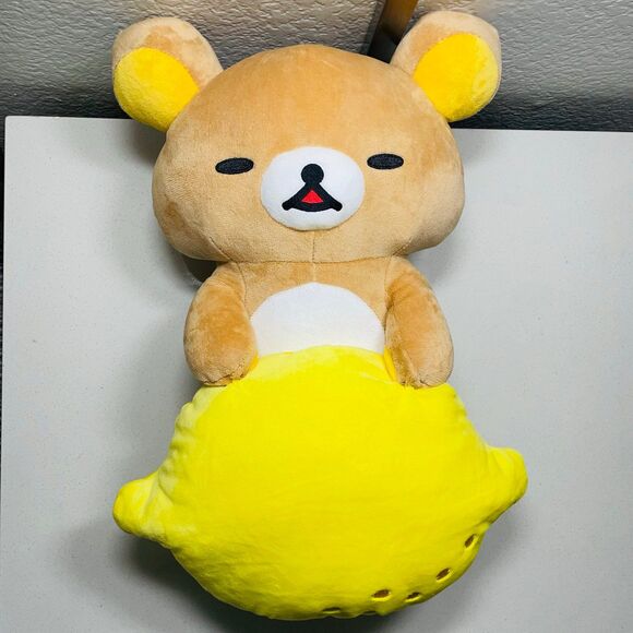 NWT SAN-X BIG Rilakkuma Basketful of Lemon Collection Rilakkuma plushie 16” - Picture 1 of 3